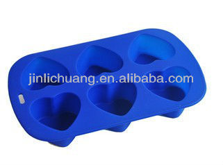 FDA/LFGB grade 6 Cup Heart Shape silicone baking Pan
