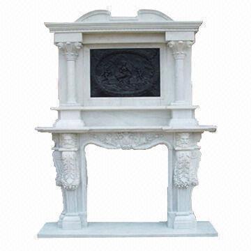 Customized White Marble Hand-carved Fireplace Mantel for Sale
