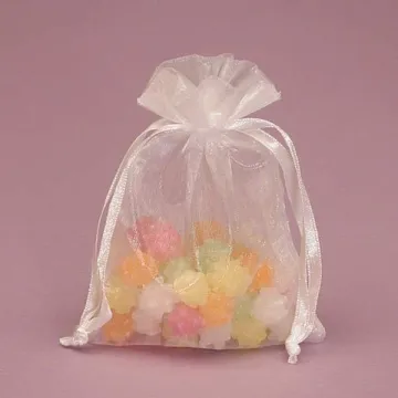 Wedding Decoration Drawstring Organza Gift Bags With Flat Bottom