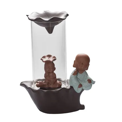 Buddha Lotus Zen Backflow Incense Burner with Acrylic Ornaments
