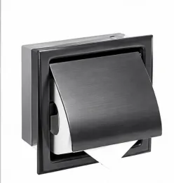 Matte Black Recessed Toilet Paper Holder Wall Mount