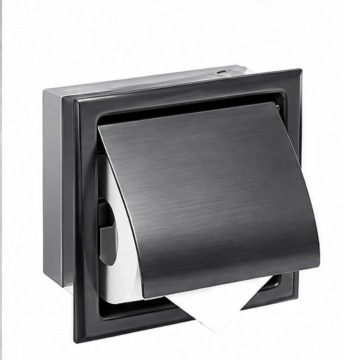 Matte Black Recessed Toilet Paper Holder Wall Mount Bathroom Accessory