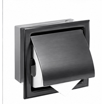 Suporte de parede para papel higiênico embutido preto fosco