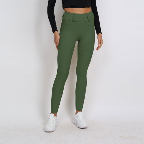 Hot Sale Ladies Full Seat Silicone Equestrian Green Breeches