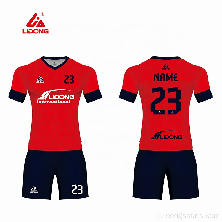 Pasadyang itim at pulang soccer jersey football jersey