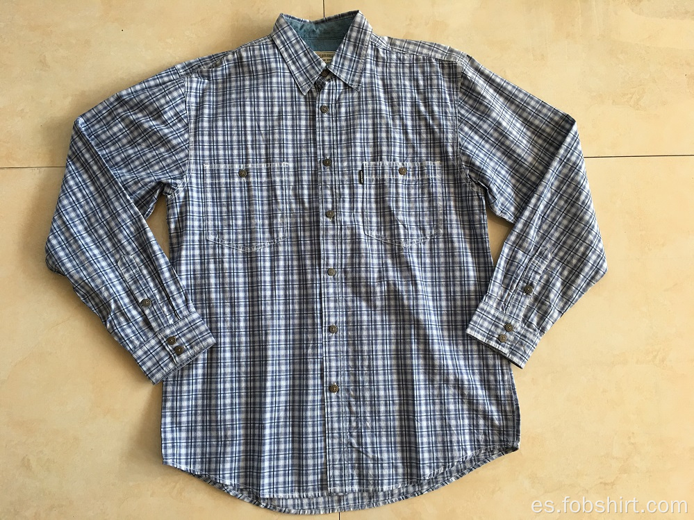 Camisa 100% algodón teñida en hilo de hombre