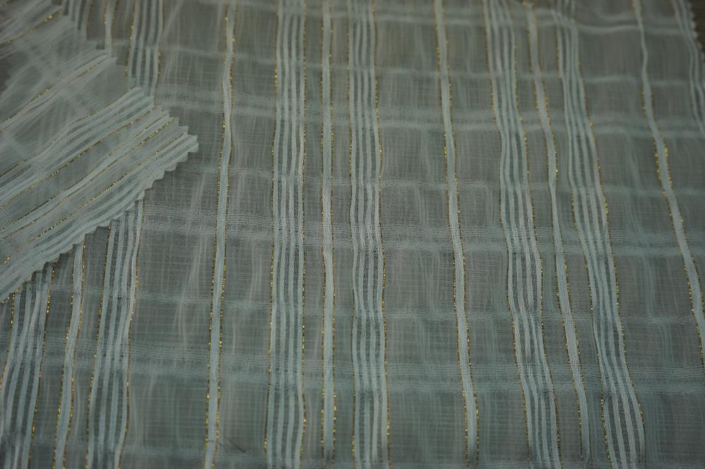 Crinkle Chiffon with Gold Lurex Stripe