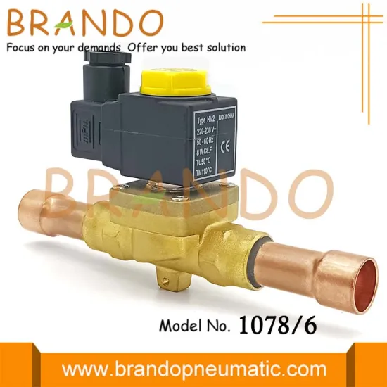 3/4'' 1078/6 ODF Solder Brass Refrigeration System Solenoid Valve For Air Conditioner