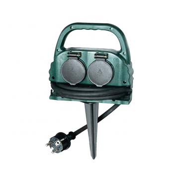 4 Way German Waterproof IP44 Outdoor Garden Socket with 1.8m Rubber Extension Cord