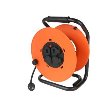 16A 250V 4 Way French Waterproof Socket Cable Reel with Square Stand 50m