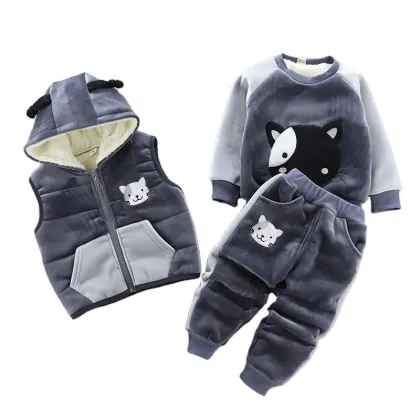 New Kids Winter Fashion: Chinese Style Snow-Themed Clothing Sets for Boys