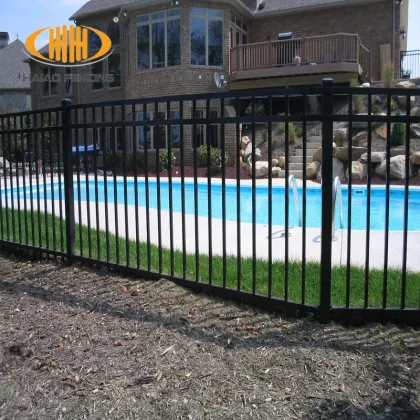 Cheap montage flat rail top steel fence panels