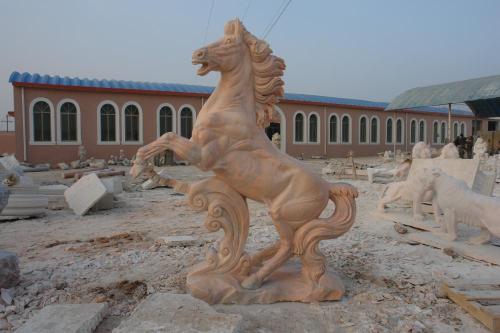 Stone Jumpping Horse Statue pour la décoration extérieure