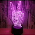 Abstract 3D Victory Sign Hand Night Light
