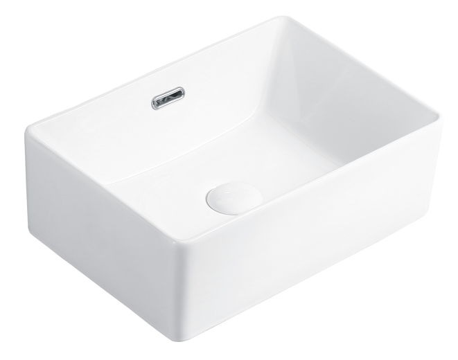 Bacia de banheiro branca de balcão retangular moderno