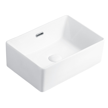 Cuenca moderna de baño blanco rectangular