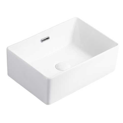 Slim Countertop Basin Modern Rectangular Top Counter White Bathroom Basin Supplier