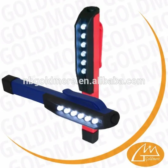 GOLDMORE 2 3xAAA dry battery led pocket clip pen work light 6 led pen light with magnet clip/6 led pocket clip pen light