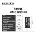 Holith CR123A LIMNO2バッテリー3V 1700非充電式