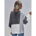 Women Sweater Color Block Knit Pullover Sweaters