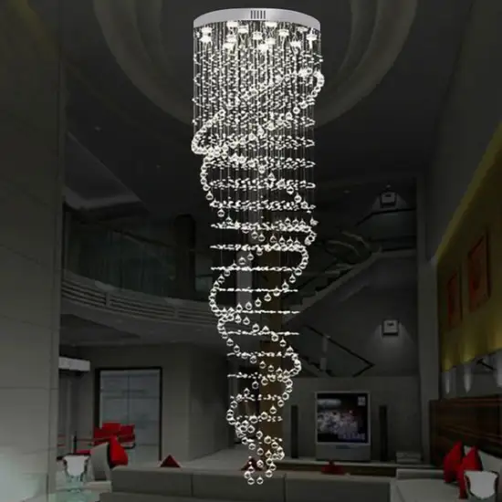 Modern Stairwell Chrome Crystal Cluster Pendant Lighting