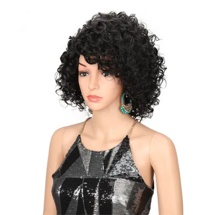 Charming short colored soft heat resistant synthetic wigs with omdre color kinky curl synthetic hair wigs