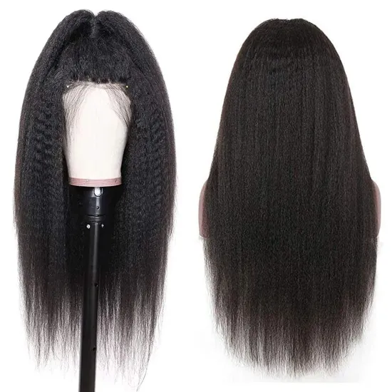Yaki  Straight Real Human Hair Wig For Women13x4 Yaki Lace Front Wig Real Human Hair  180% Density Full Lace Front Wig