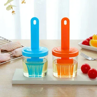 Plastic Orange Baking Heat Resistant Silicone Oil Butter Sauce Basting Brushes