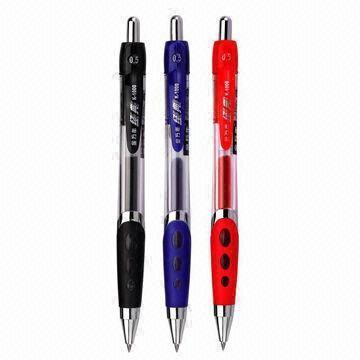 Gel Pens with Rubber Grip, Click Type