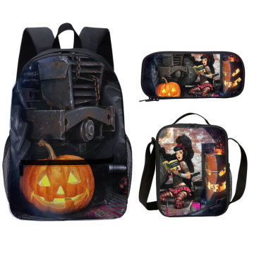 In miễn phí Sublimation Loungefly Halloween Backpack với túi ăn trưa và hộp bút chì 2022