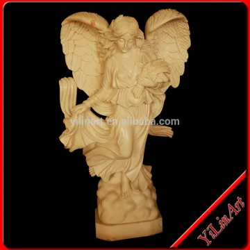 Sunset Red Color Marble Angel Statue, Stone Statue