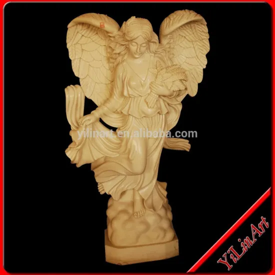 Sunset Red Color Marble Angel Statue, Stone Statue