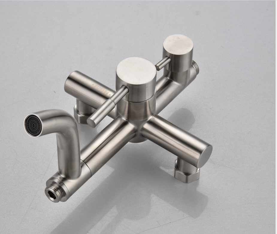 Ensemble de douche de salle de bains en acier inoxydable 304, ensemble de robinets de mélangeur à triple fonction Chrome avec robinet de douche réglable