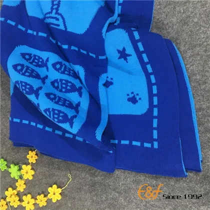 Children Double Jacquard Cartoon Pattern Knitted Blanket
