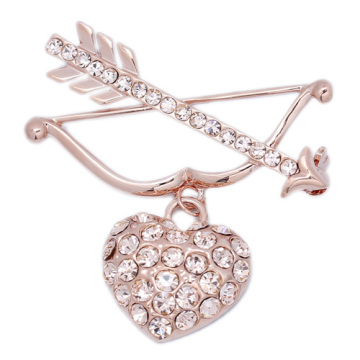 1.4" Rose gold Cupid Brooch with heart