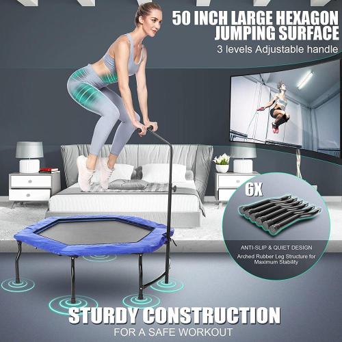Hexagonal Adults Trampoline with Handle High Elasticity