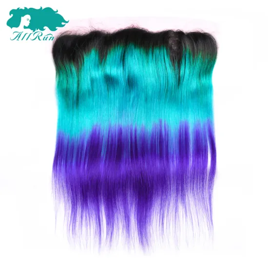 ombre lace frontal, TB/blue/purple color ombre color hair lace frontal