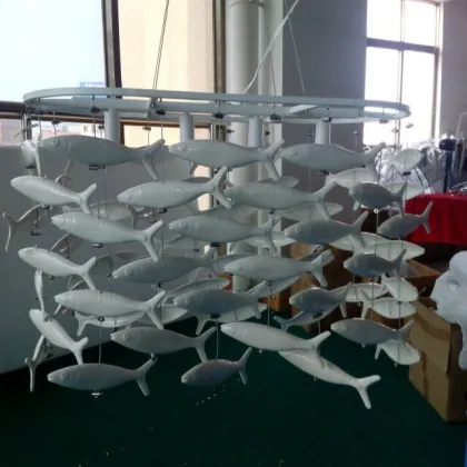 Modern White Ceramic Fish Chandelier for Restaurants