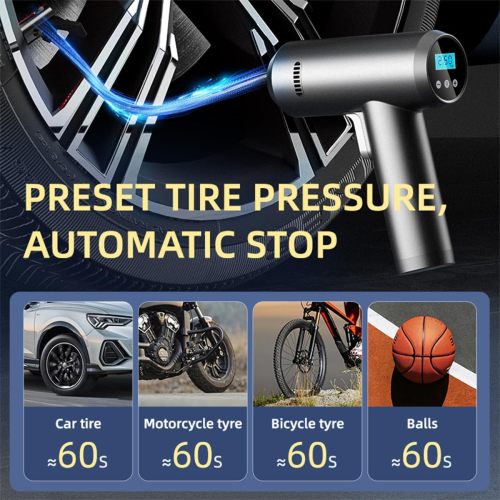 સ્માર્ટ ડિજિટલ પ્રેશર ગેજ સાથે ટાયર એર પમ્પ, એલઇડી લાઇટ, કાર મોટરસાયકલ બાઇક બોલ માટે ઓટો-શટ off ફ