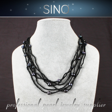 2015 wholesale latest design statement fashion mother of freshwater natural pearl bead necklace design jewelry set price 2015