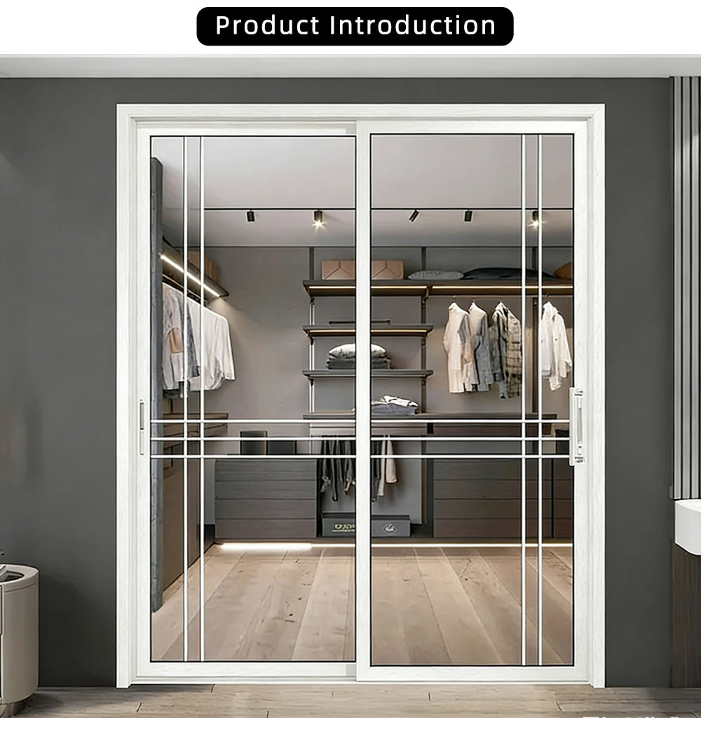 Cream White Grid Glass Sliding Closet Doors YJ-P049 X