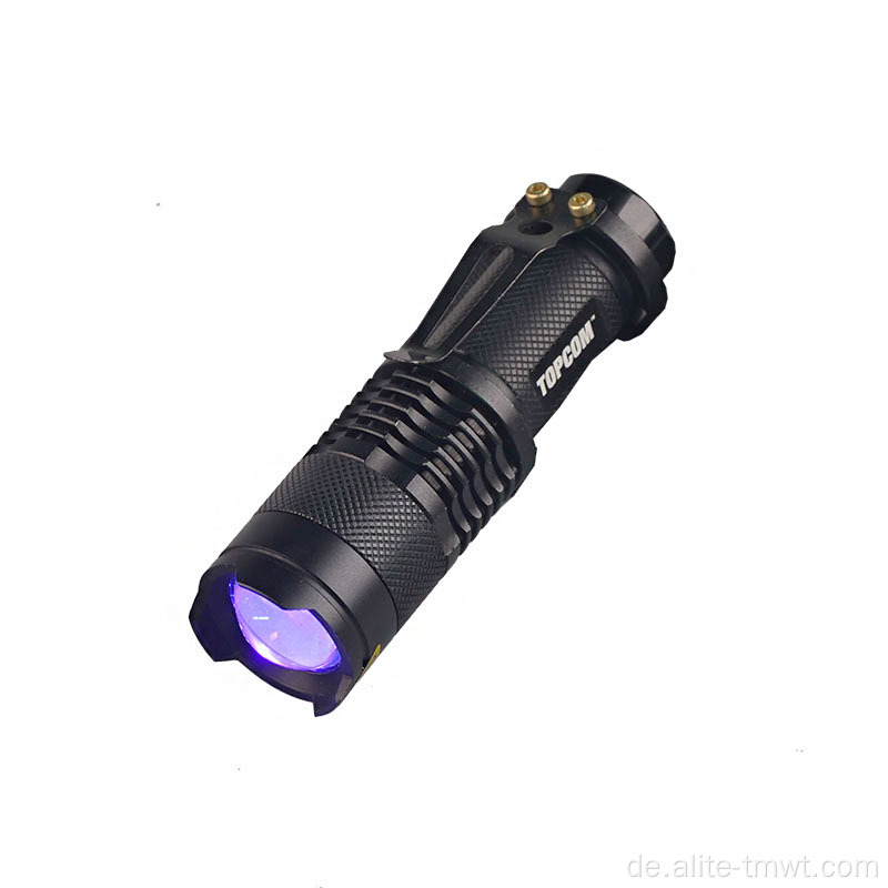Fluoreszenz -UV -leichte ultraviolette Mini -Taschenlampe nachweisen