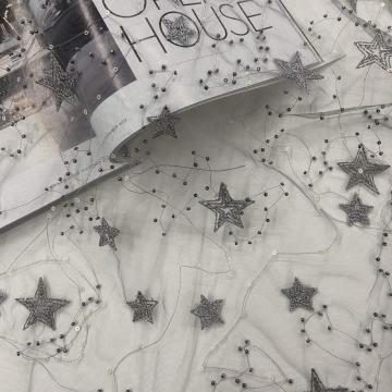Fashion Spring Summer Star Beads Sequins Embroidery Fabric