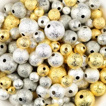 JHNBY 100pcs Gold Silvers Metal Beads 4/6/8/10MM Round Copper Spacer Loose Bead for Jewelry Bracelet Necklace Earring Making DIY
