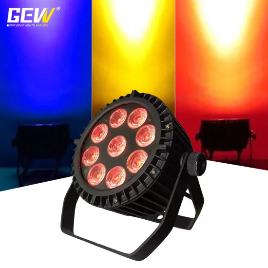 GEVV 9Pcs LED Flat PAR Light IP65 Waterproof RGBWA DMX Stage Light for Outdoor