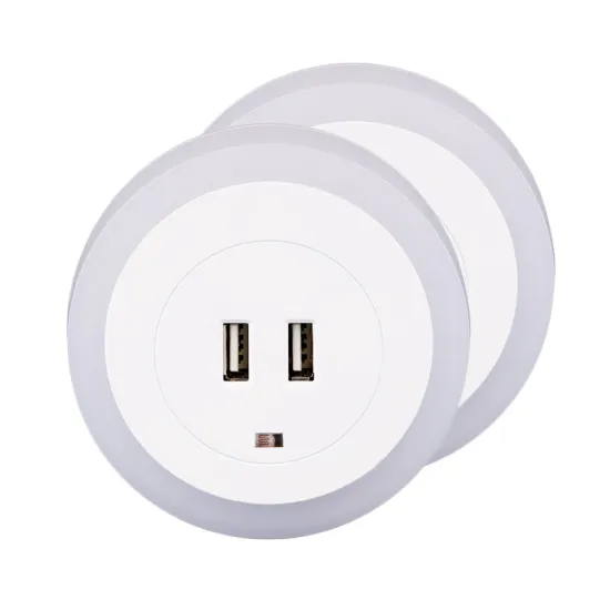 Round LED Night Light with USB Charging - 2 Ports & CDS Sensor