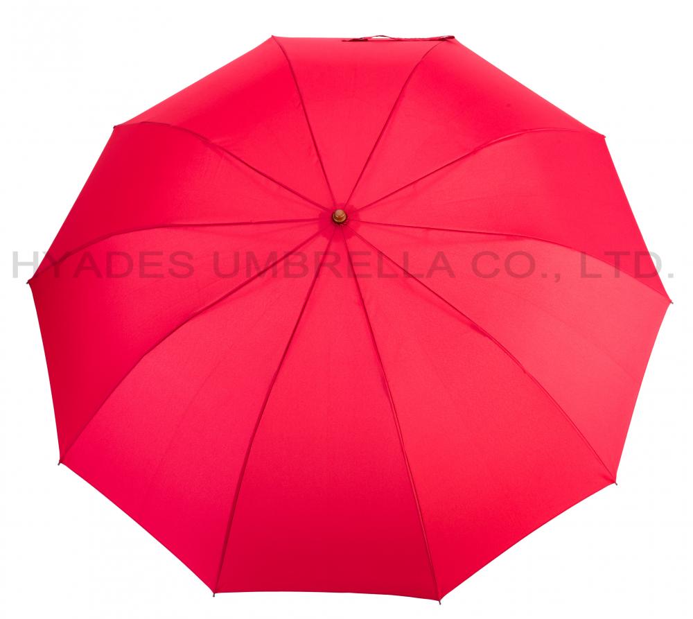 Wine Colored Wooden Handle 2 Folding Umbrella