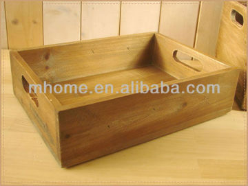 French style wood sundries storage tray with handle