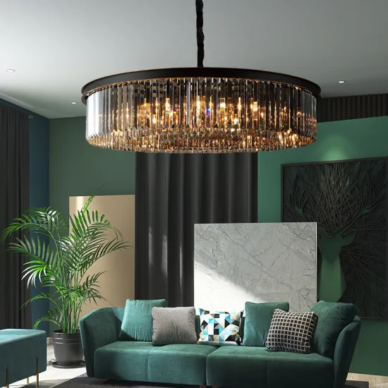 Modern Luxury K9 Crystal Black Pendant Light for Living Room