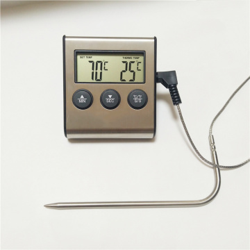 Цифровой термометр с будильником из нержавеющей стали